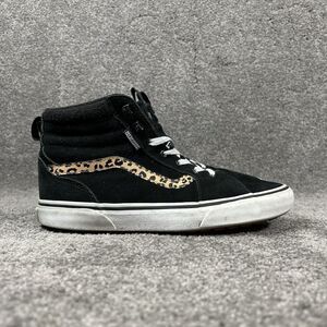 Vans Filmore Hi Vangaurd Missy Youth Size 6 Cheetah Black Skate Shoes Used